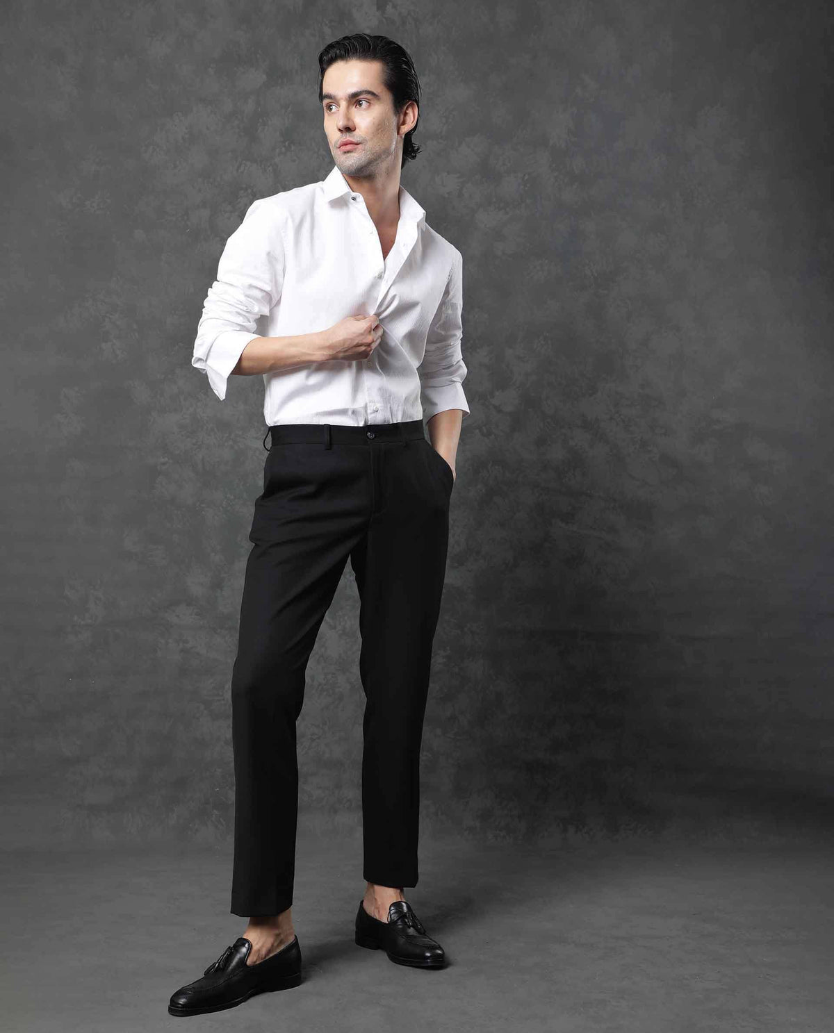 Rare Rabbit Men'S Cent White Shirt Cotton Fabric Collared Neck Full Sleeves Button Closure Slim Fit