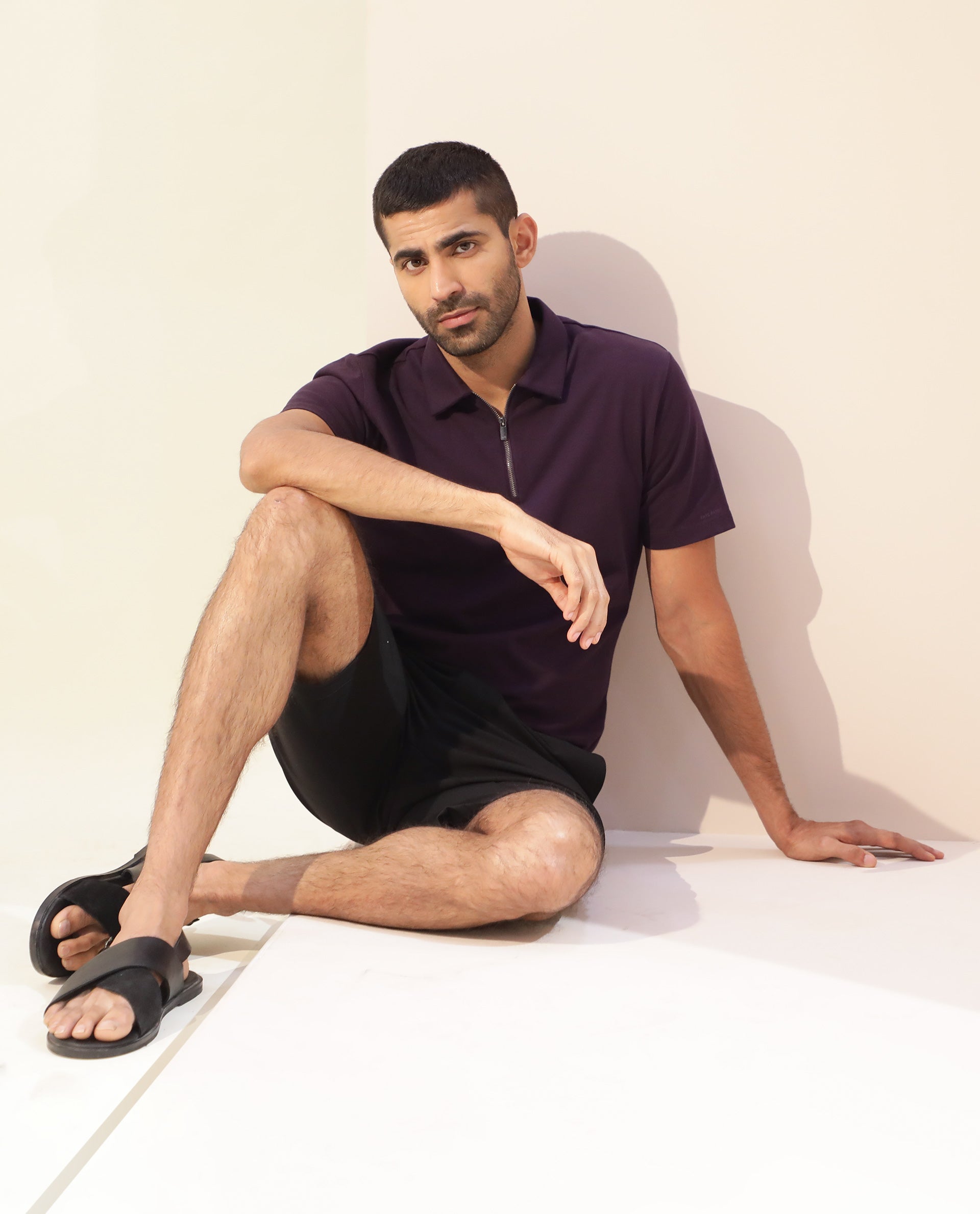 Rare Rabbit Mens Trip Black Mid Rise Regular Fit Solid Shorts