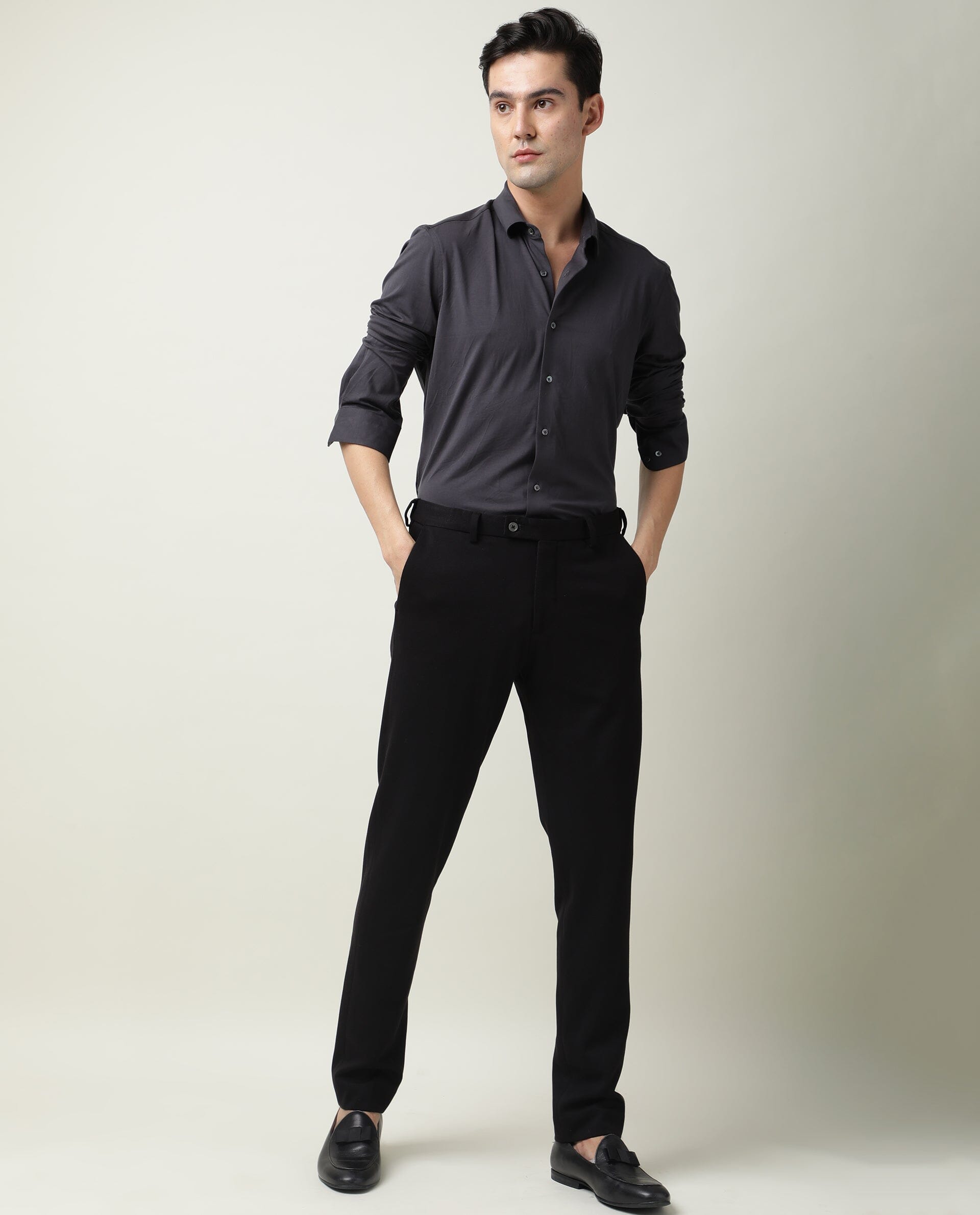 Trendy Grey Shirt and Black Pants For Men