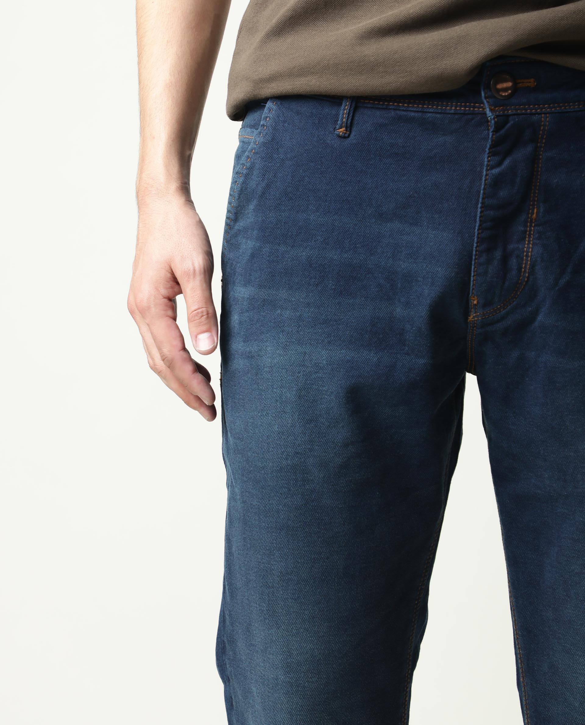 Rare Rabbit Men's Gracia Blue Mid Wash Mid-Rise Slim Fit Jeans