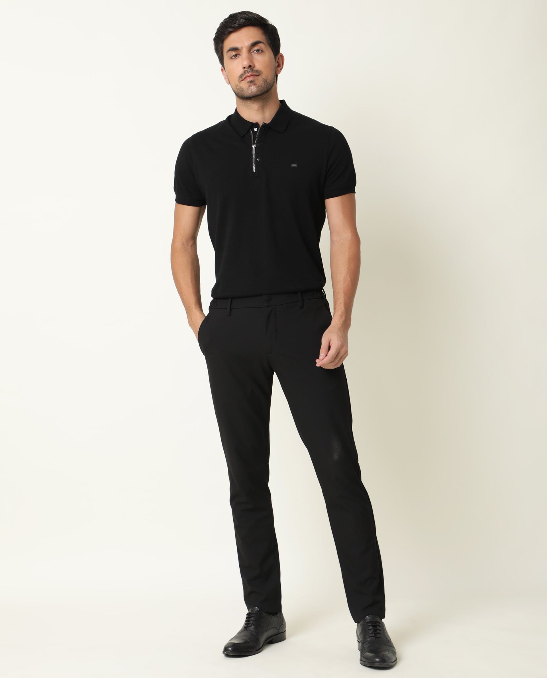 Black polo and black sale pants