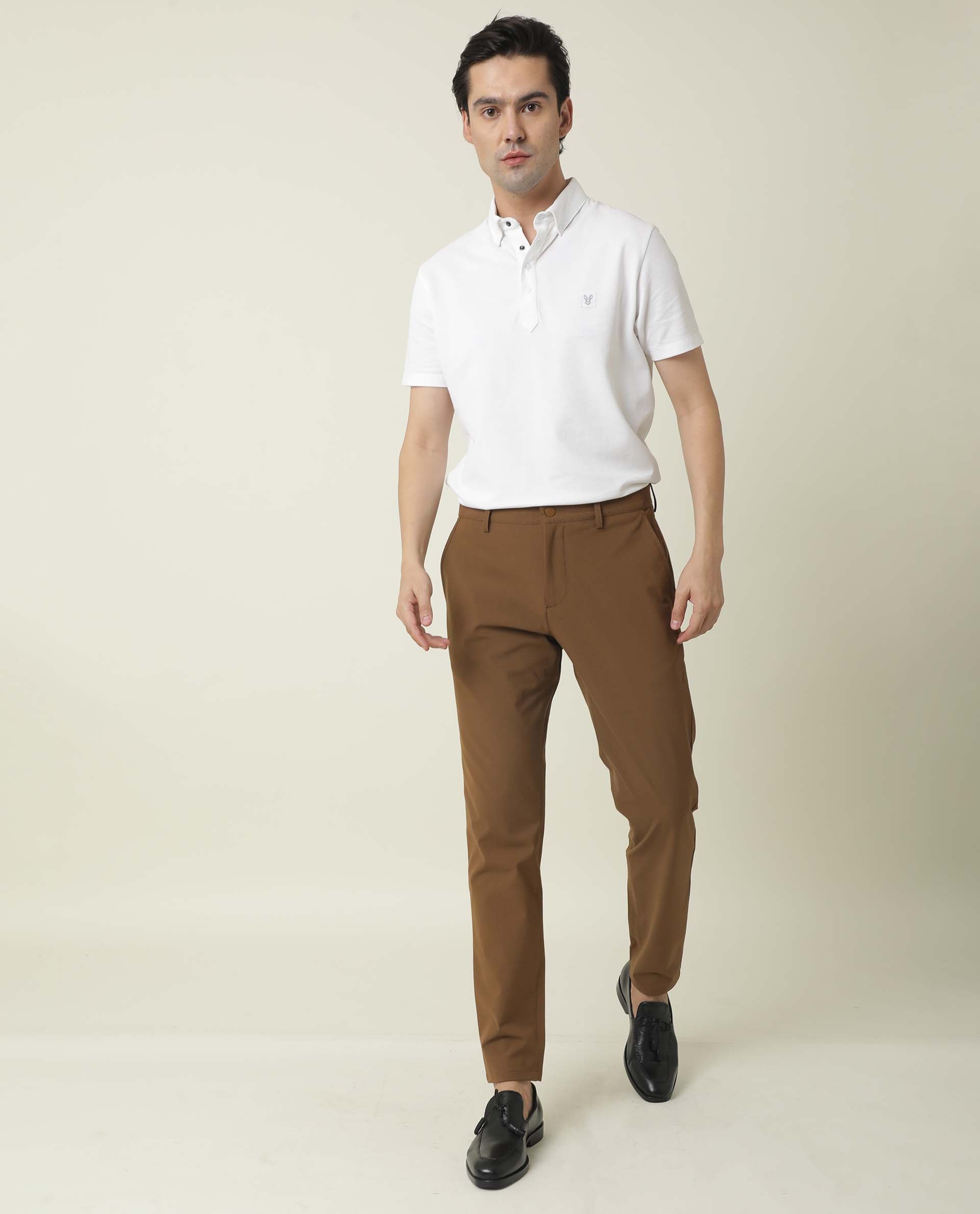 Loose Fit Linen-blend trousers - Rust brown - Men | H&M IN