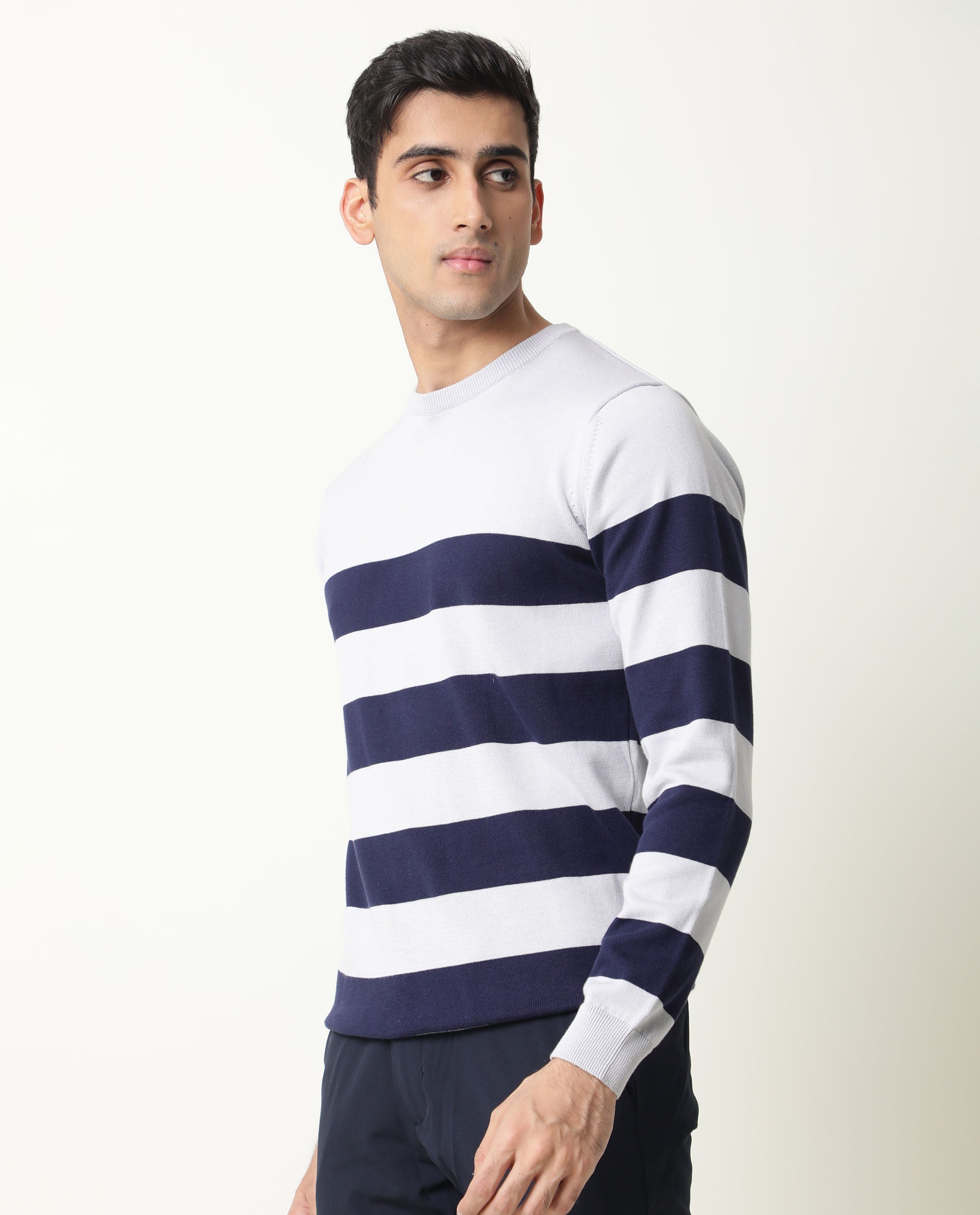 Blue striped 2025 sweater mens