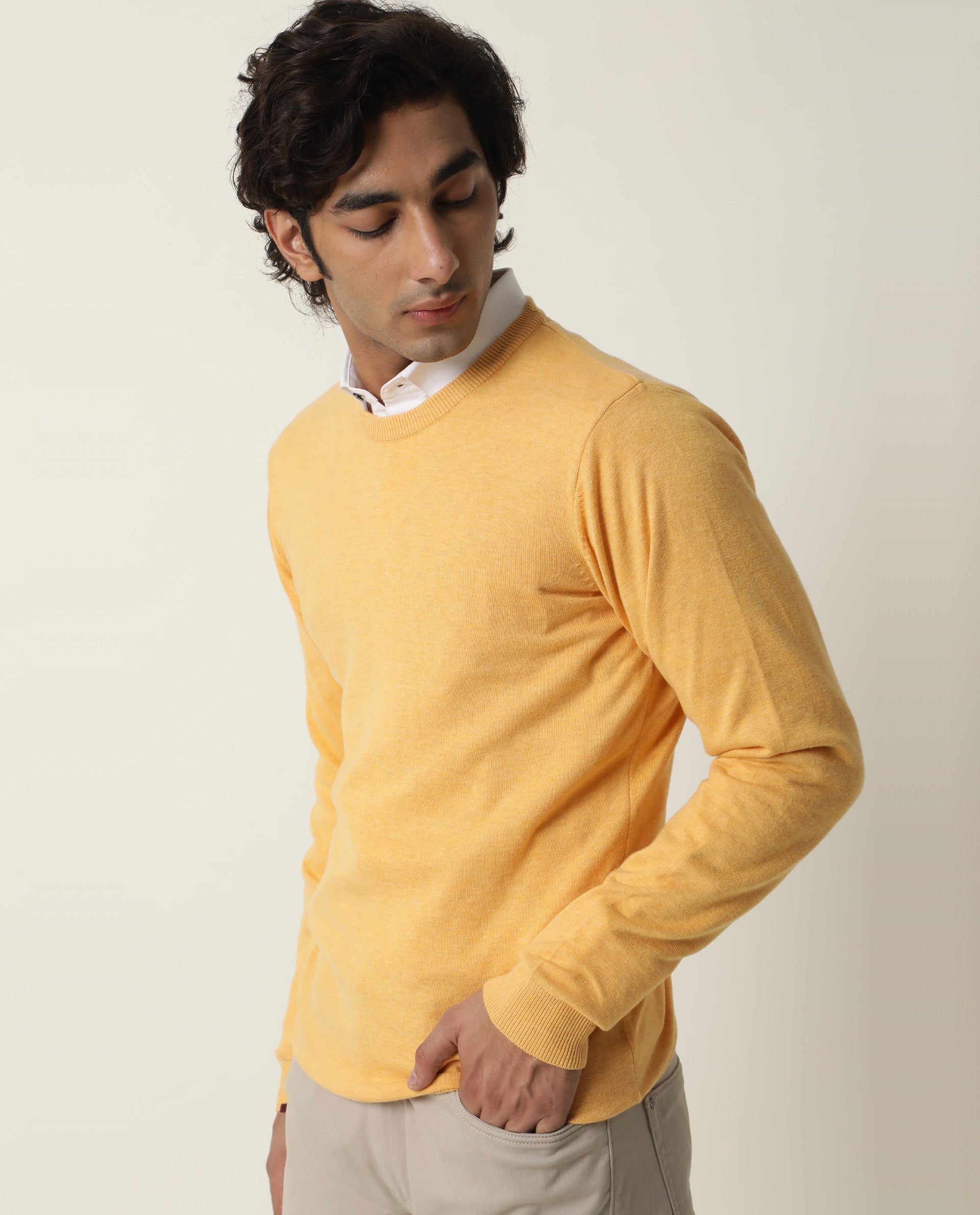 Mens yellow deals pullover sweater