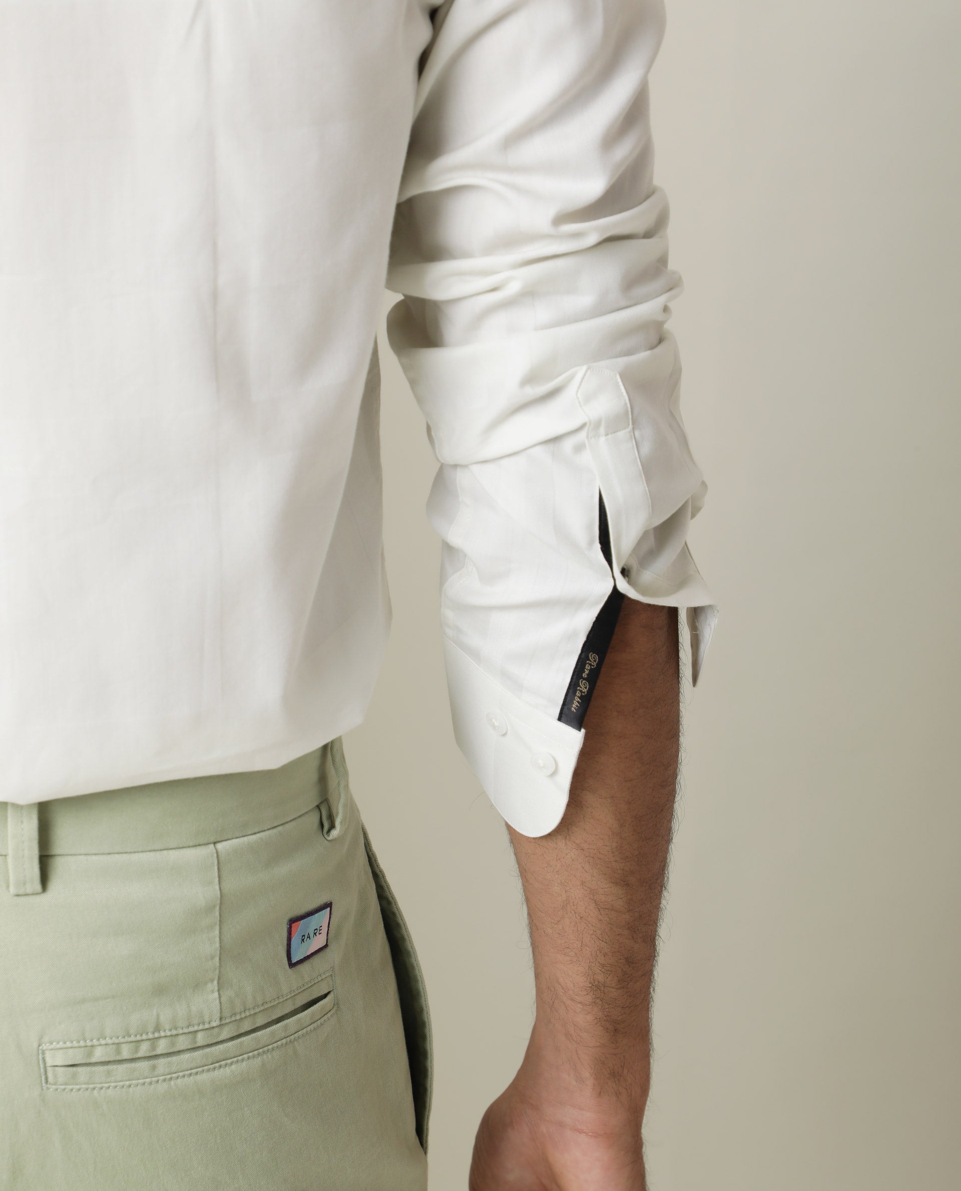 Rare Rabbit Men's Boxline Off White Cotton Lyocell Fabric Full Sleeves Checks Shirt