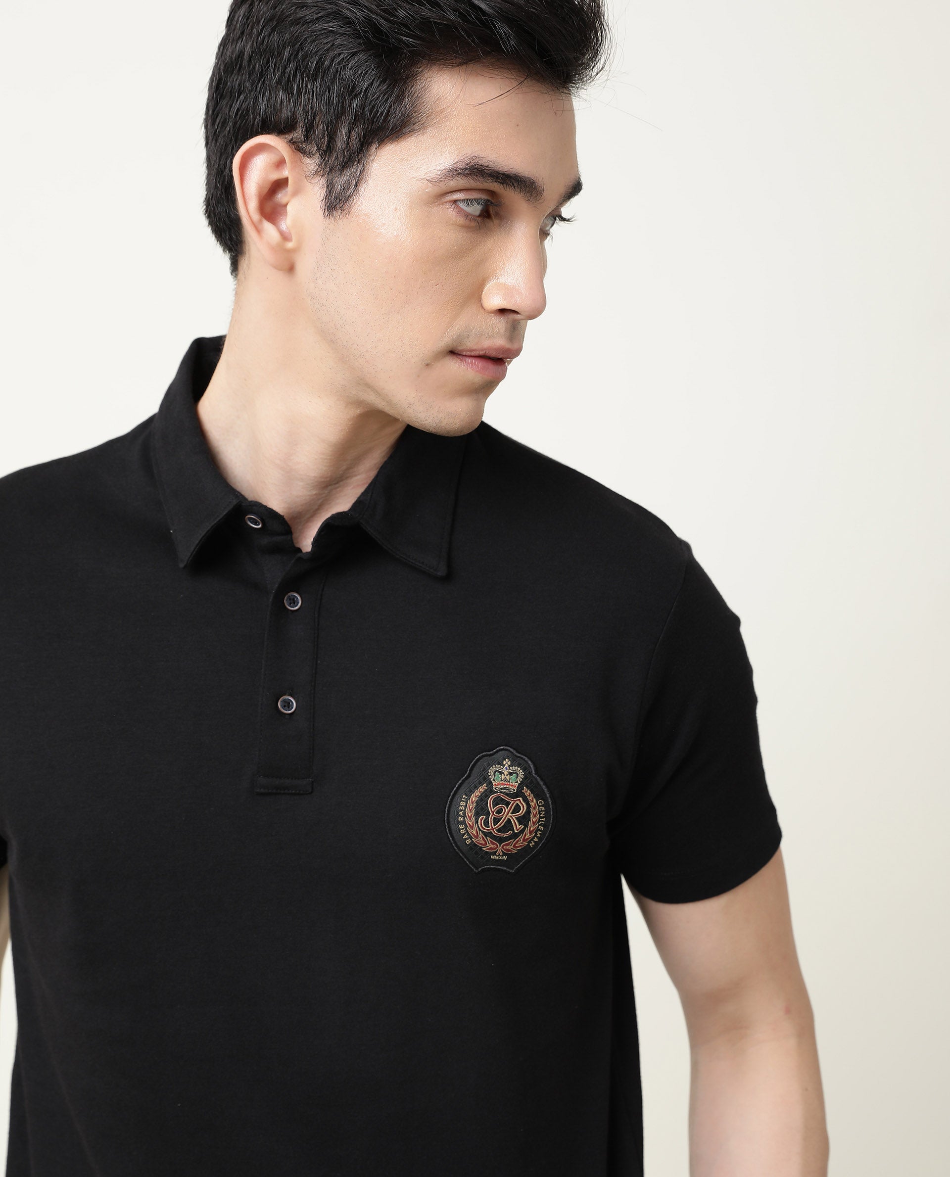 Black polo neck t 2025 shirt