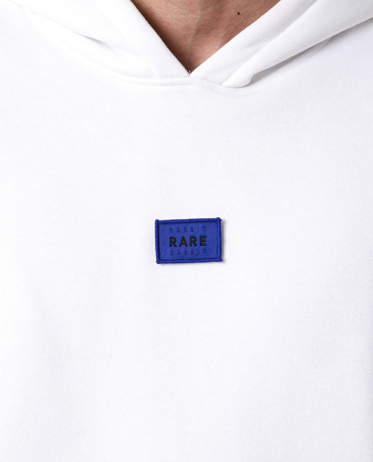 Rare Rabbit Men's Indo White Cotton Polyester Fabric Full Sleeves Detachable Badge Hooded Sweatshirt