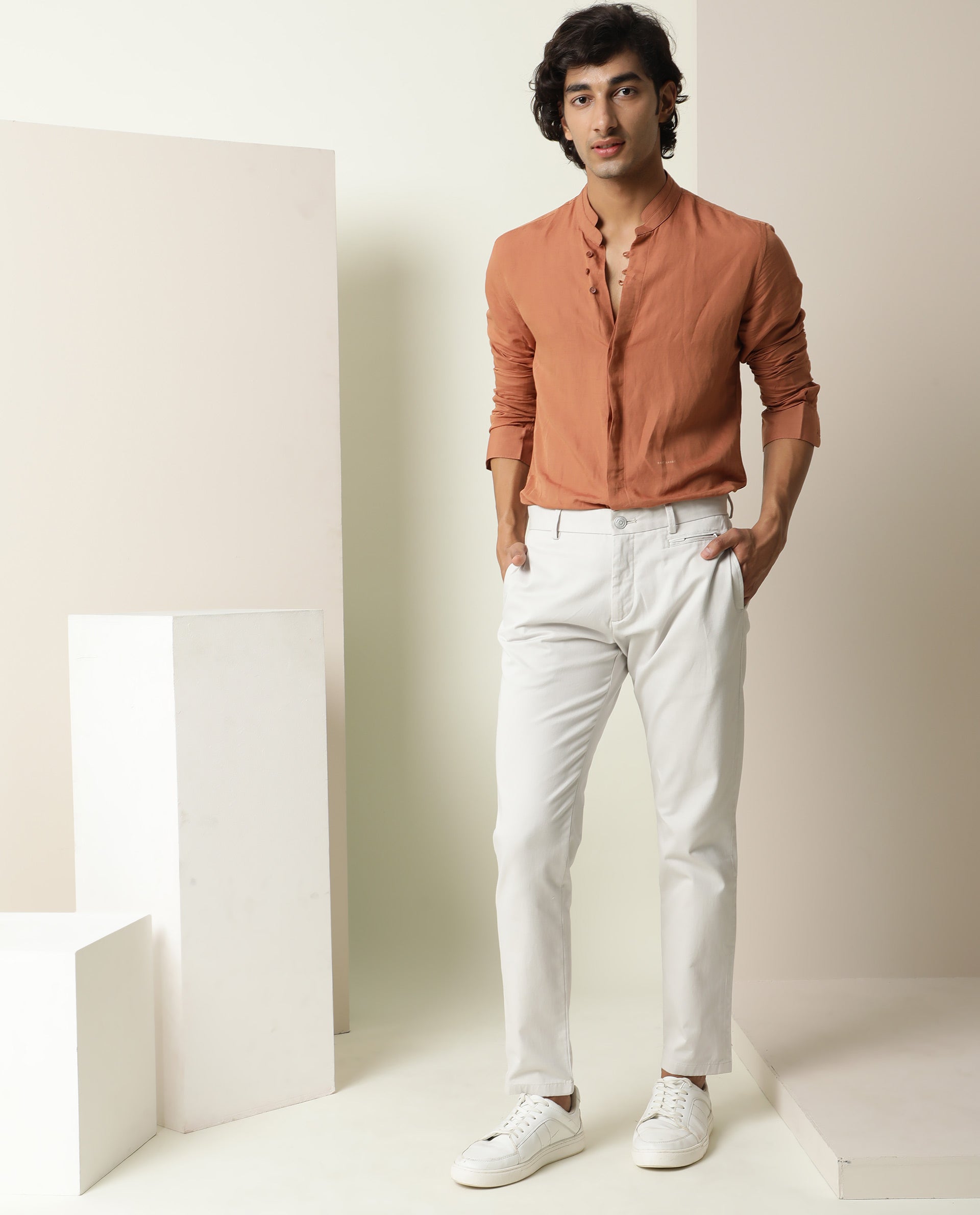 Dark Brown Chinos with Orange Shirt Outfits 18 ideas  outfits  Lookastic