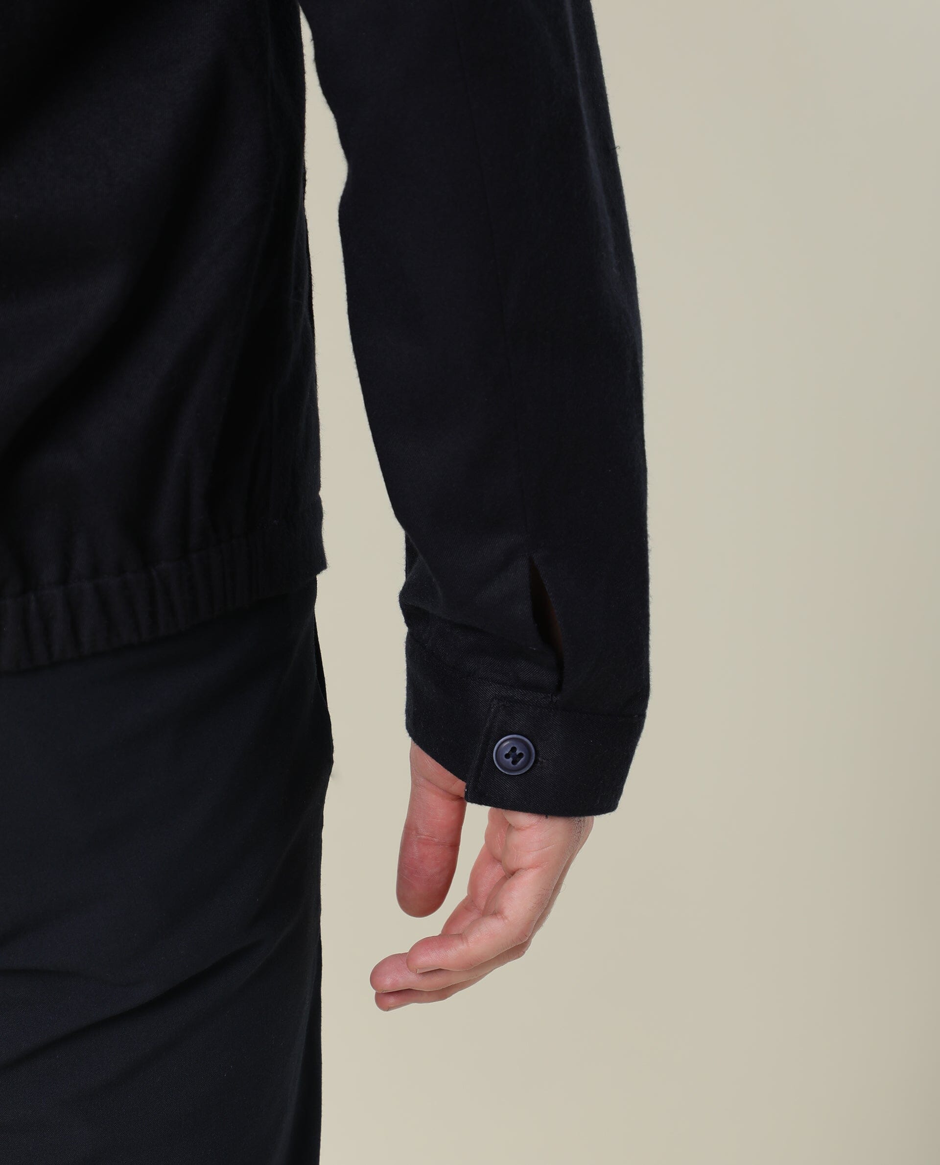 RARE RABBIT MEN'S MILKEN NAVY JACKET COTTON VISCOSE FABRIC COLLARED NECK FULL SLEEVES ZIPPER CLOSURE SLIM FIT