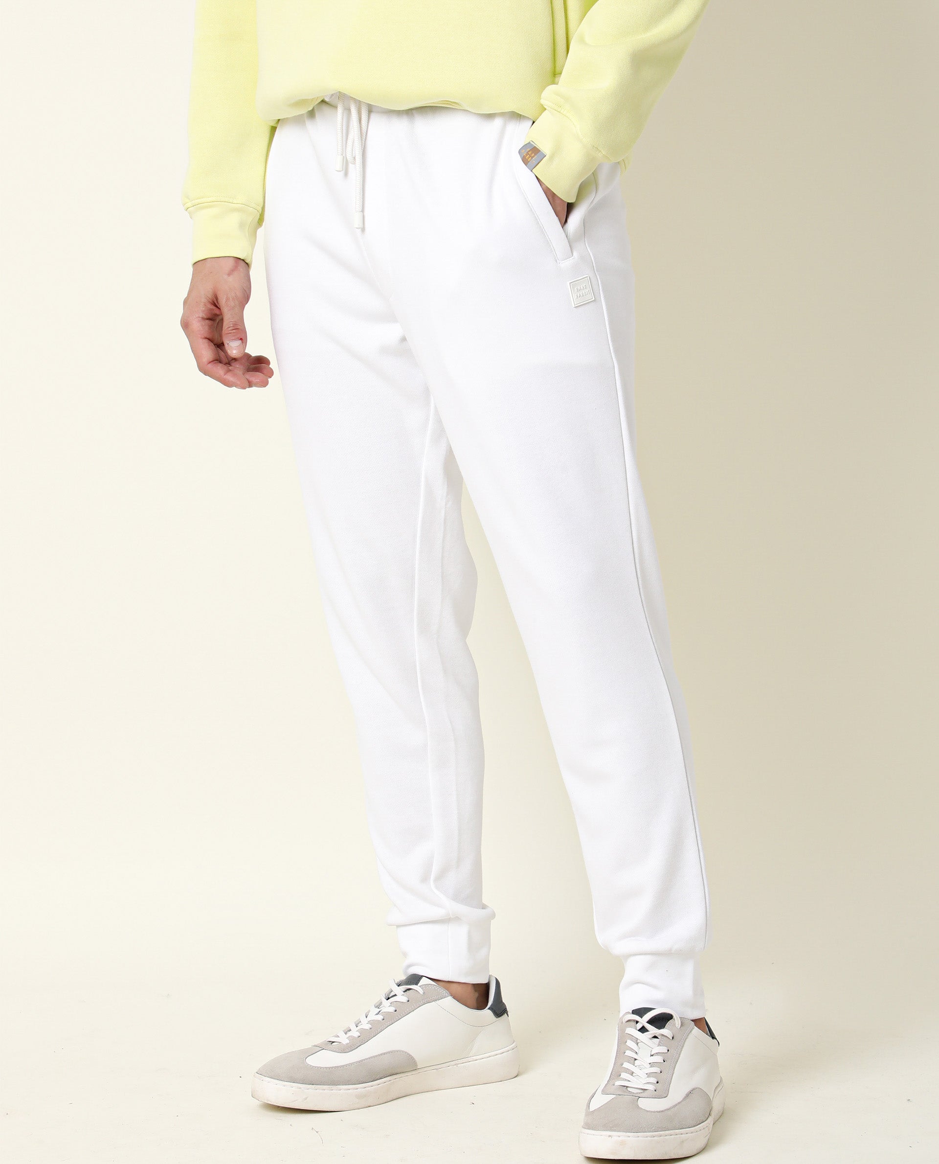 Women White Solid Relaxed Fit High Rise Organic Cotton Joggers  Fitkin