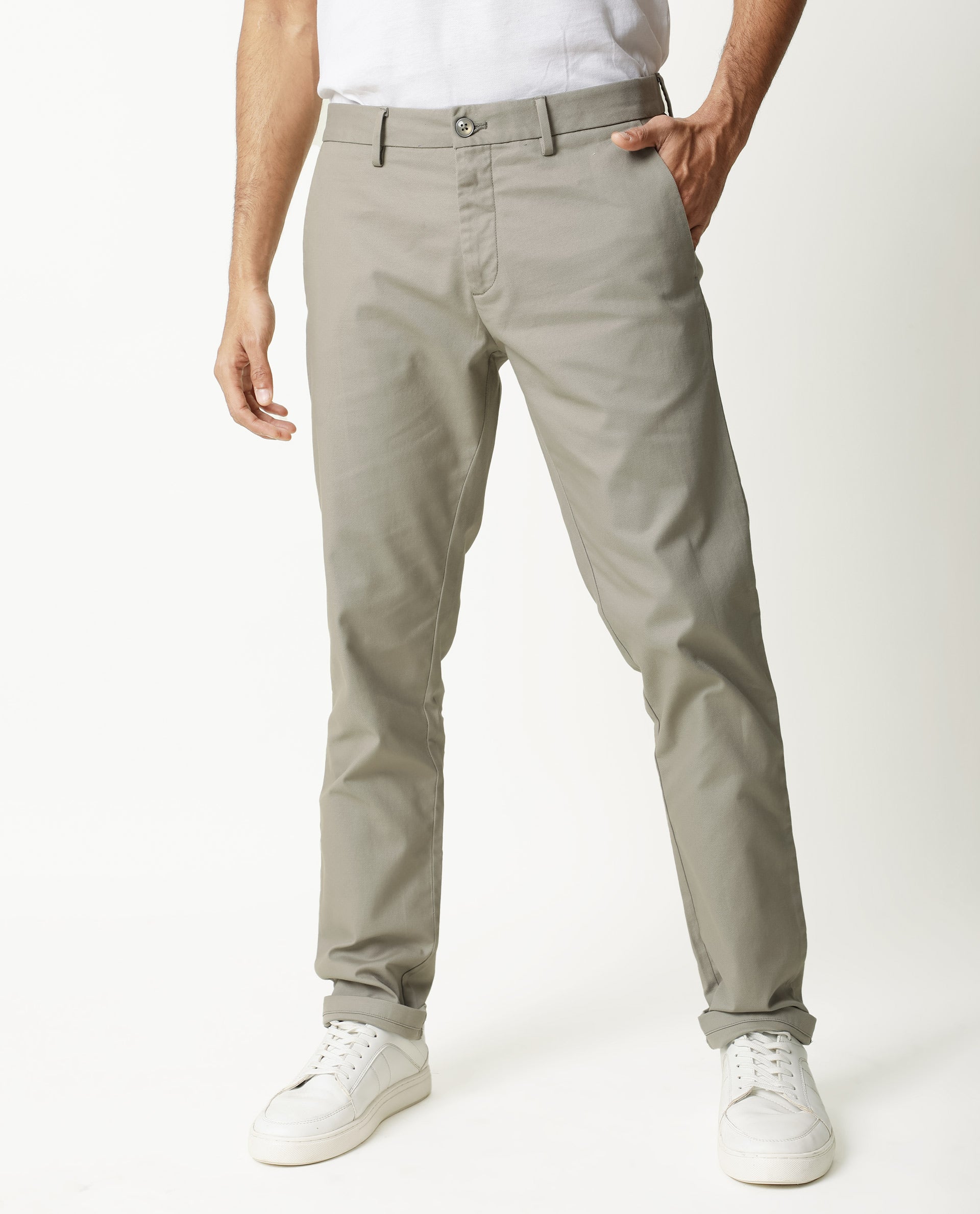 BASICS TAPERED FIT PUMICE STONE COTTON TROUSER17BCTR38208 freeshipping   BasicsLife