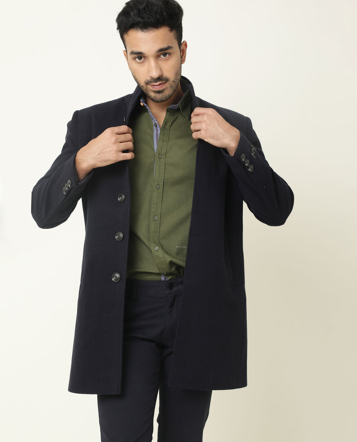 RARE RABBIT MENS MOND GREEN SHIRT COTTON FABRIC SLIM FIT REGULAR COLLAR FULL SLEEVE