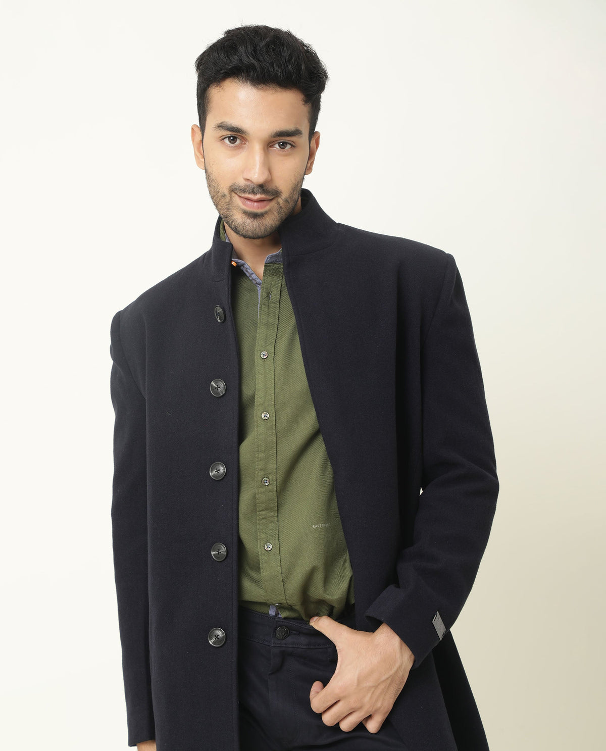 RARE RABBIT MENS MOND GREEN SHIRT COTTON FABRIC SLIM FIT REGULAR COLLAR FULL SLEEVE