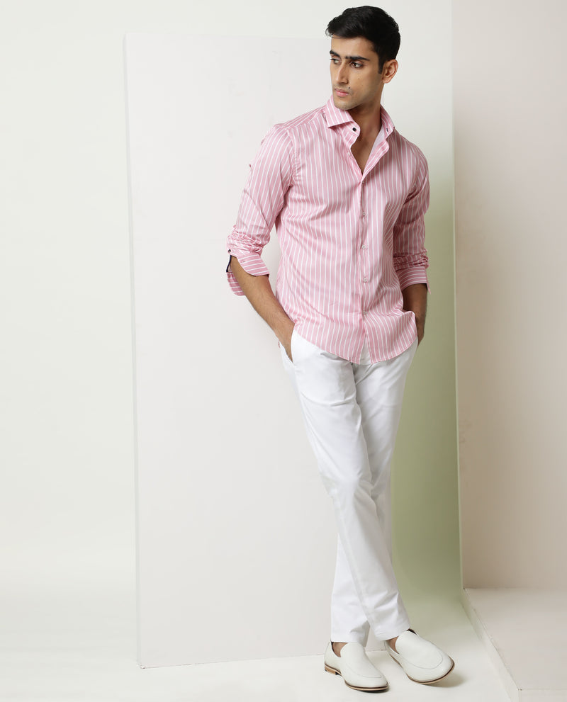 Buy WES Formals Plain Sleek Light Pink Shirt from Westside