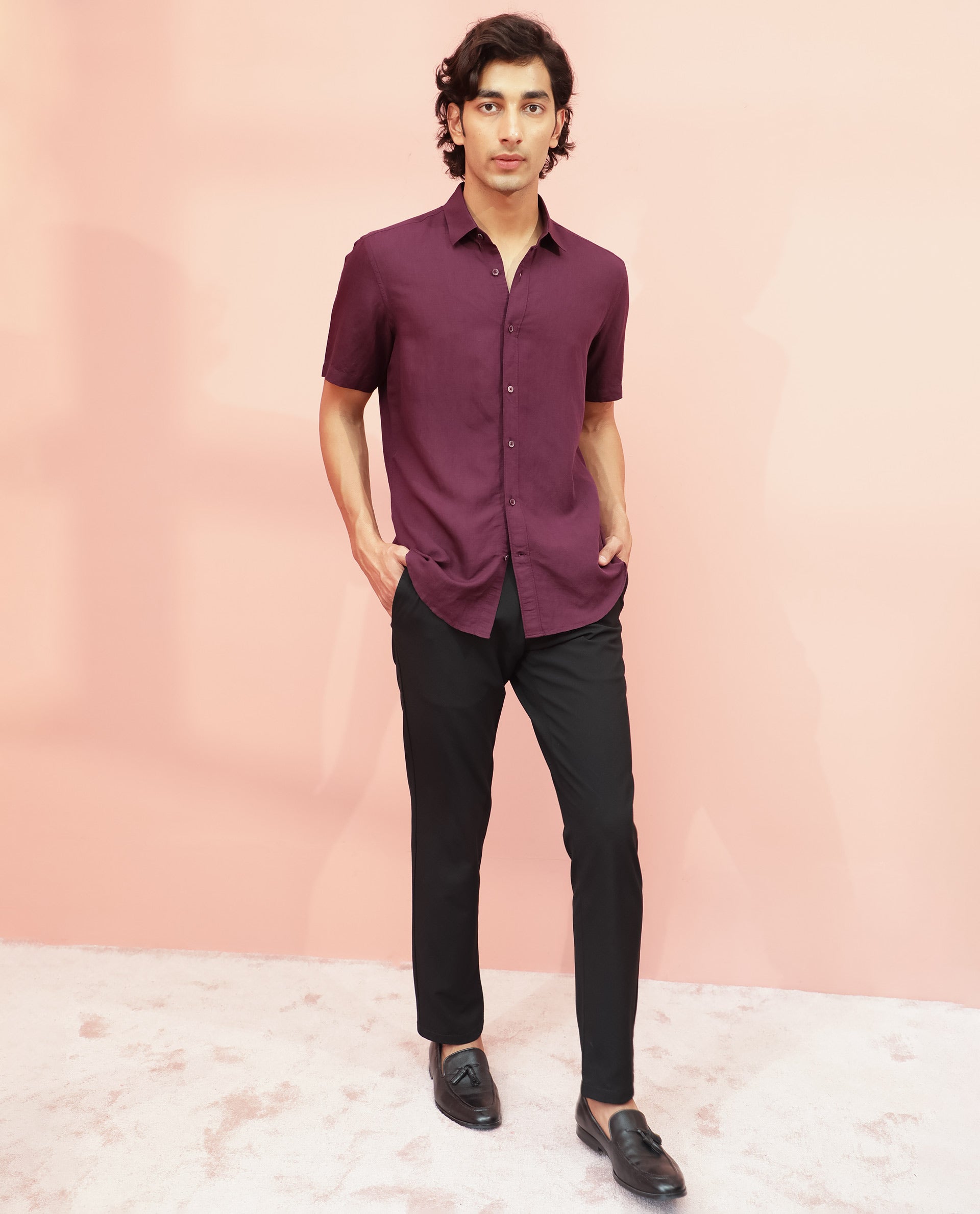 Buy Men Maroon Regular Fit Formal Full Sleeves Formal Shirt Online - 701823  | Peter England