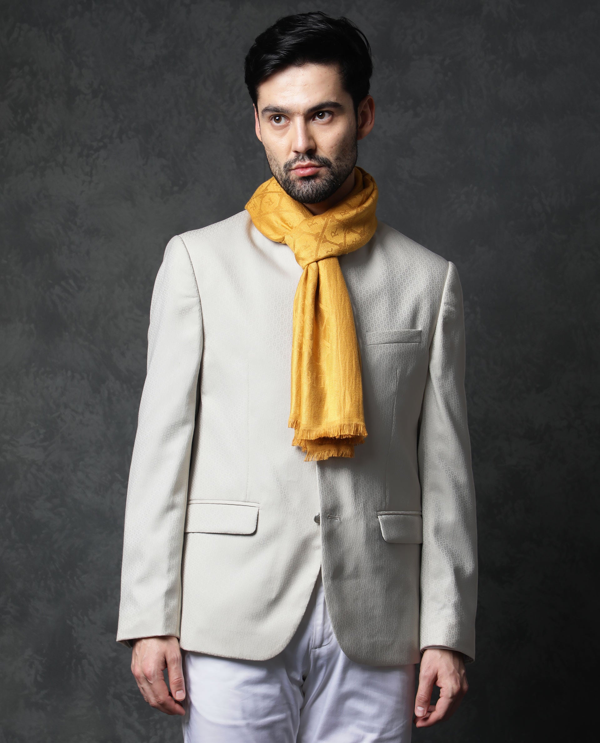 Rare Rabbit Men'S Gramo Mustard Scarf Dobby - Main Image