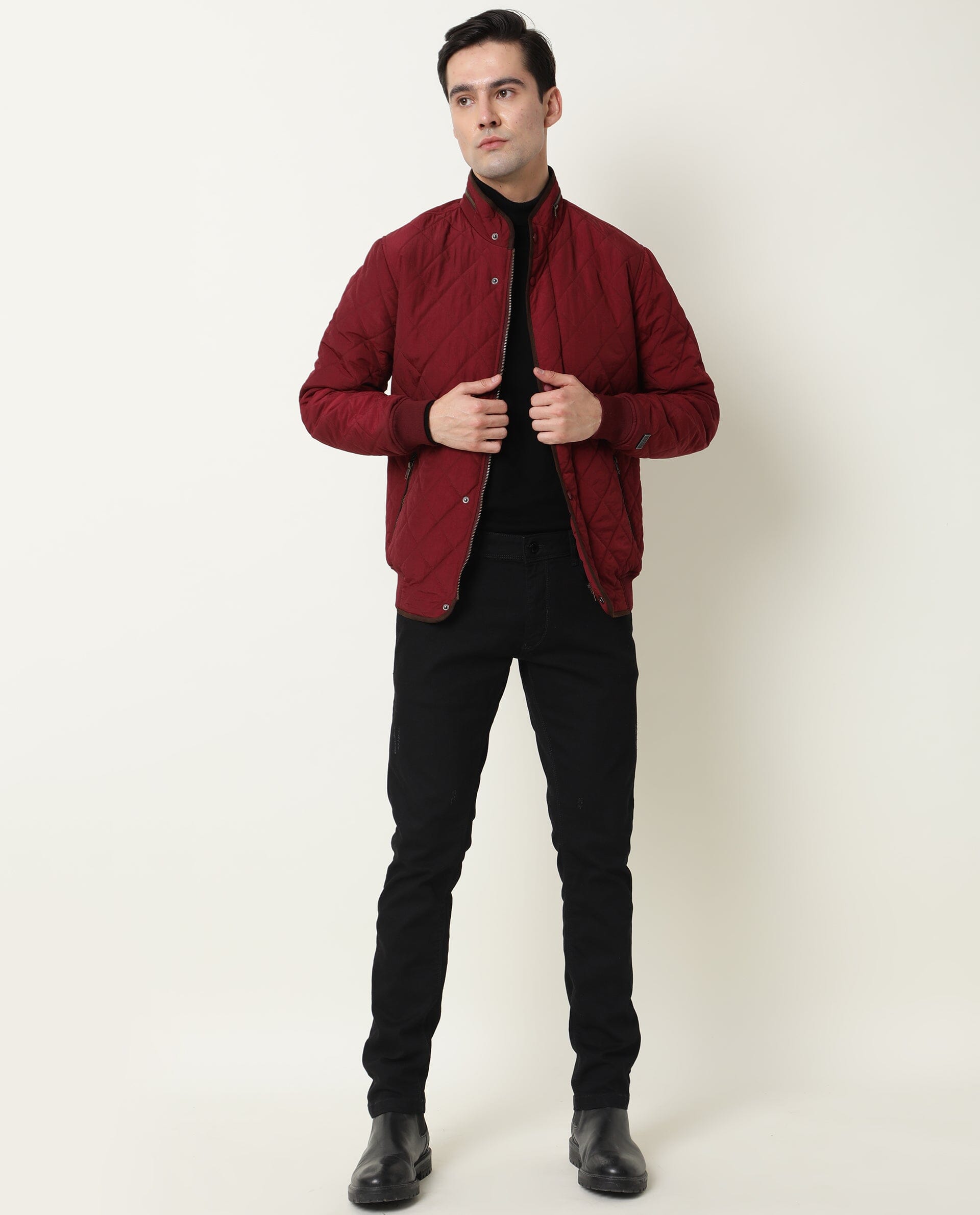 Coat Red And Black Outfit Men's Red And Black Embroidered