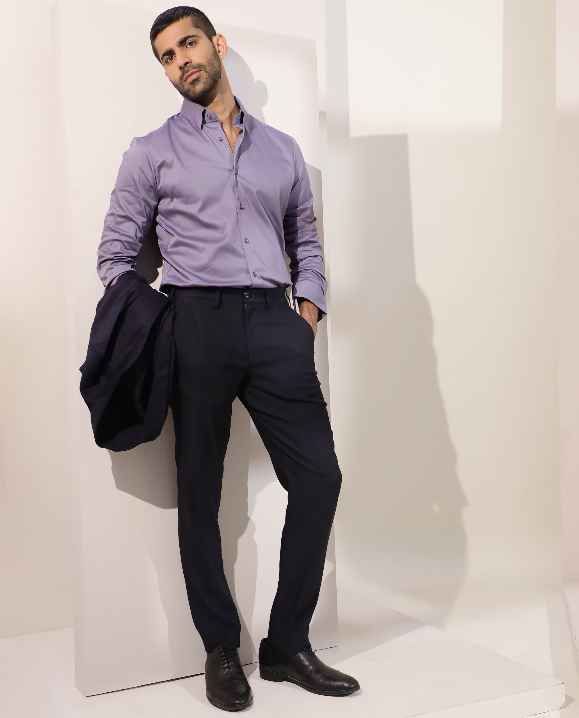 Dressing Purple Shirt Gray Pants Black Stock Photo 175219091 | Shutterstock