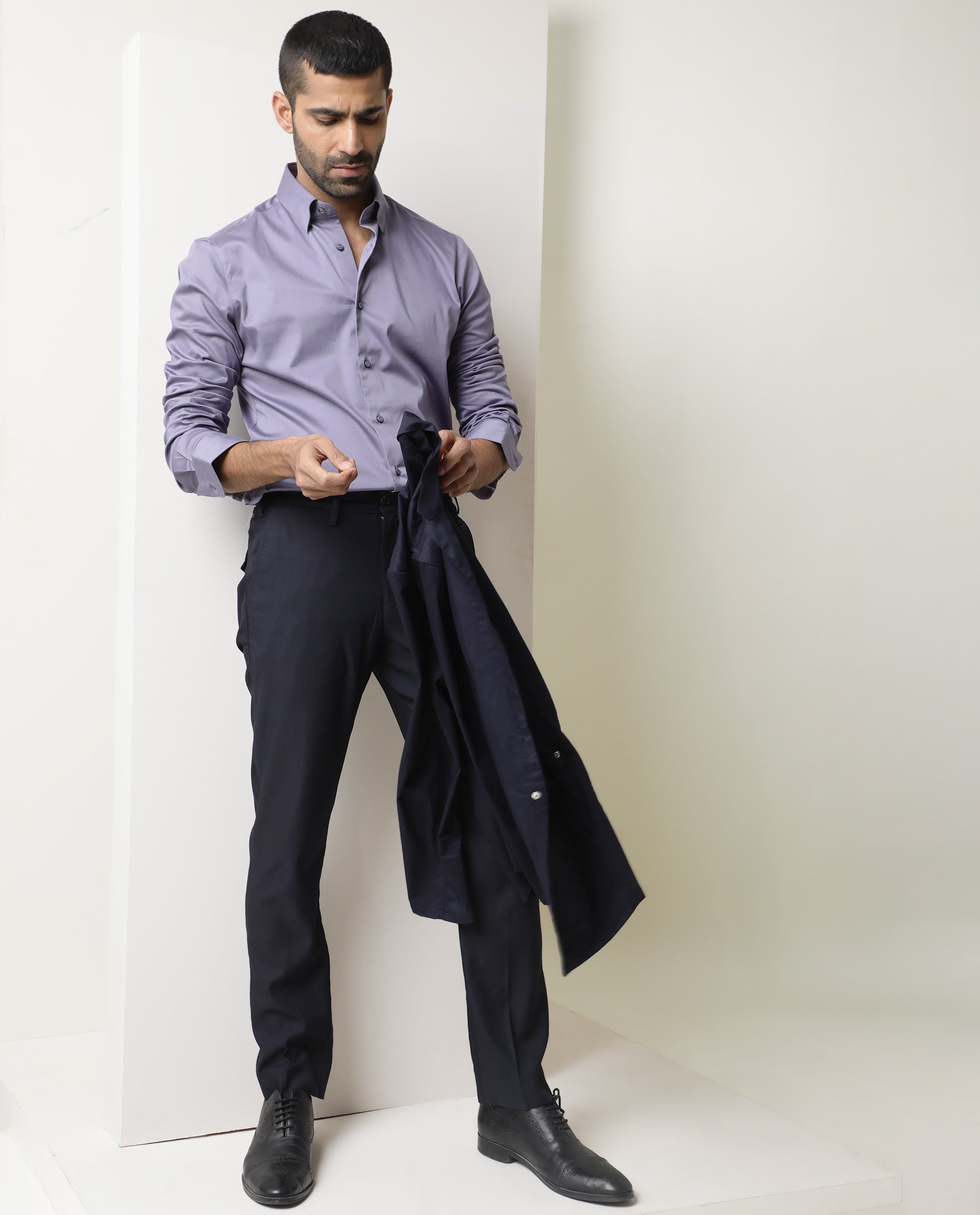Navy blue suit pants with micro motif | The Kooples
