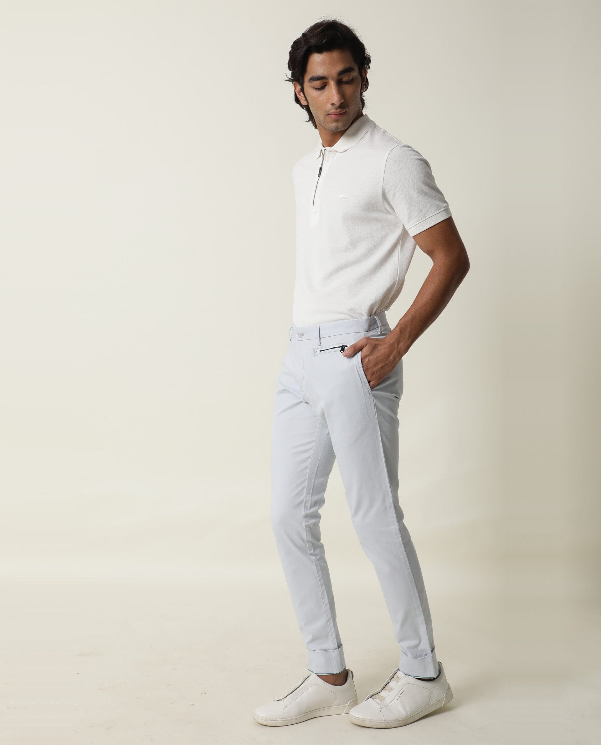 Mens Cotton Unstitched white Shirt and blue pant Formal Trousers Fabric  Set Top  Bottom Fabric