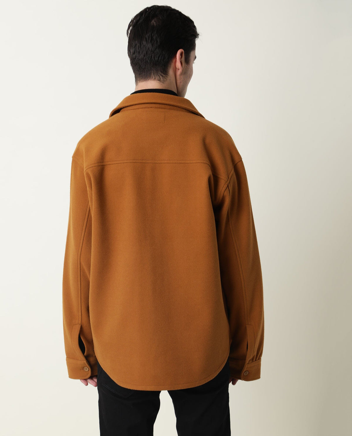 RARE RABBIT MEN'S SHACK TAN JACKET POLYESTER FABRIC COLLARED NECK FULL SLEEVES BUTTON CLOSURE SLIM FIT