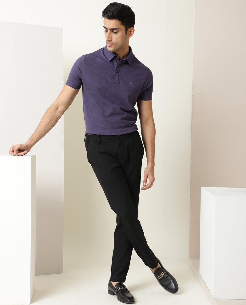 Navy Blue Textured Mens Formal Trouser- with Lycra, Regular Fit at Rs 450  in Ludhiana