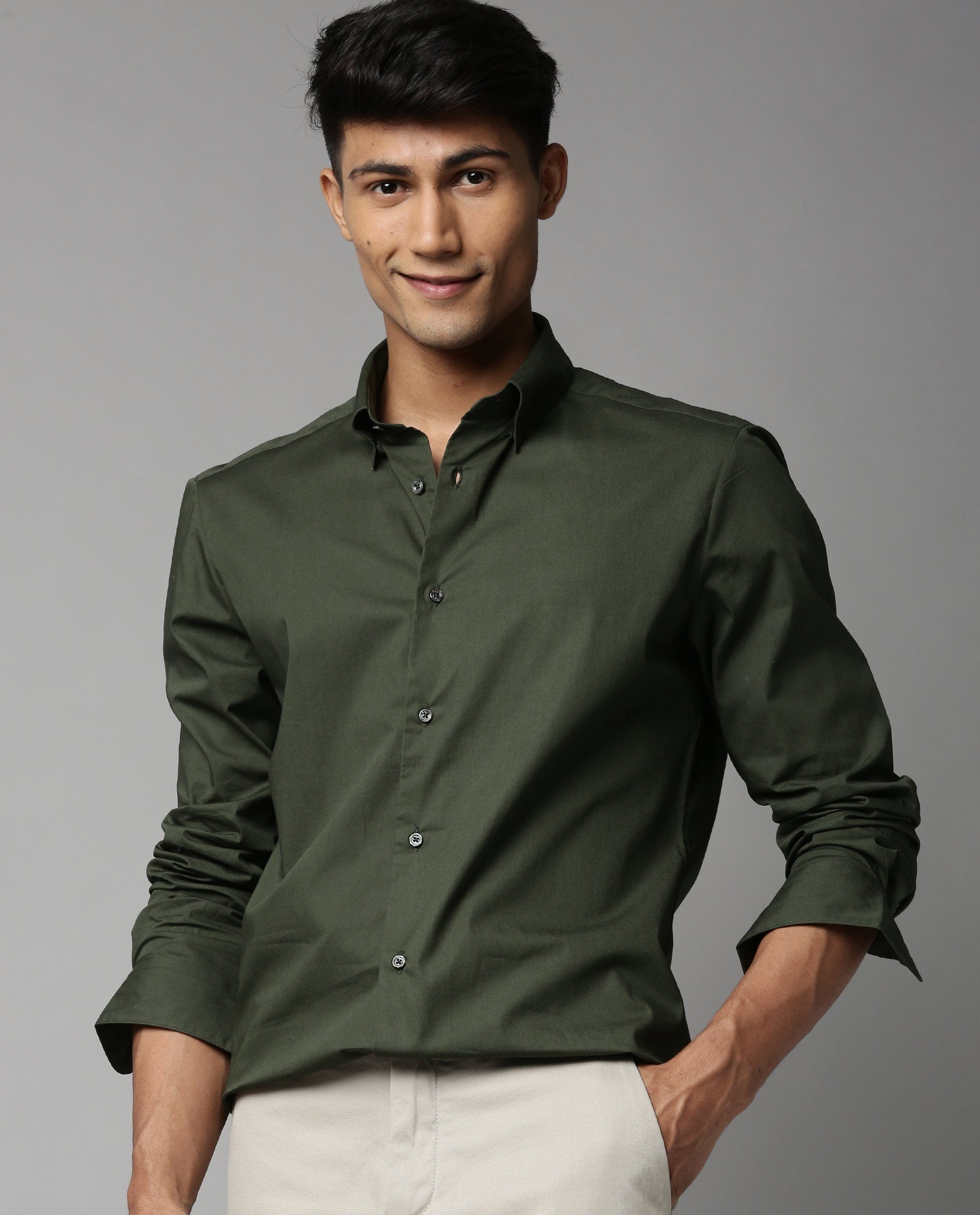 Plain green hot sale shirt mens