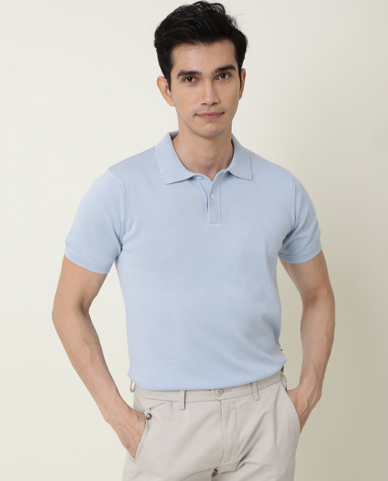 FINE KNIT POLO WITH COLLAR DETAIL