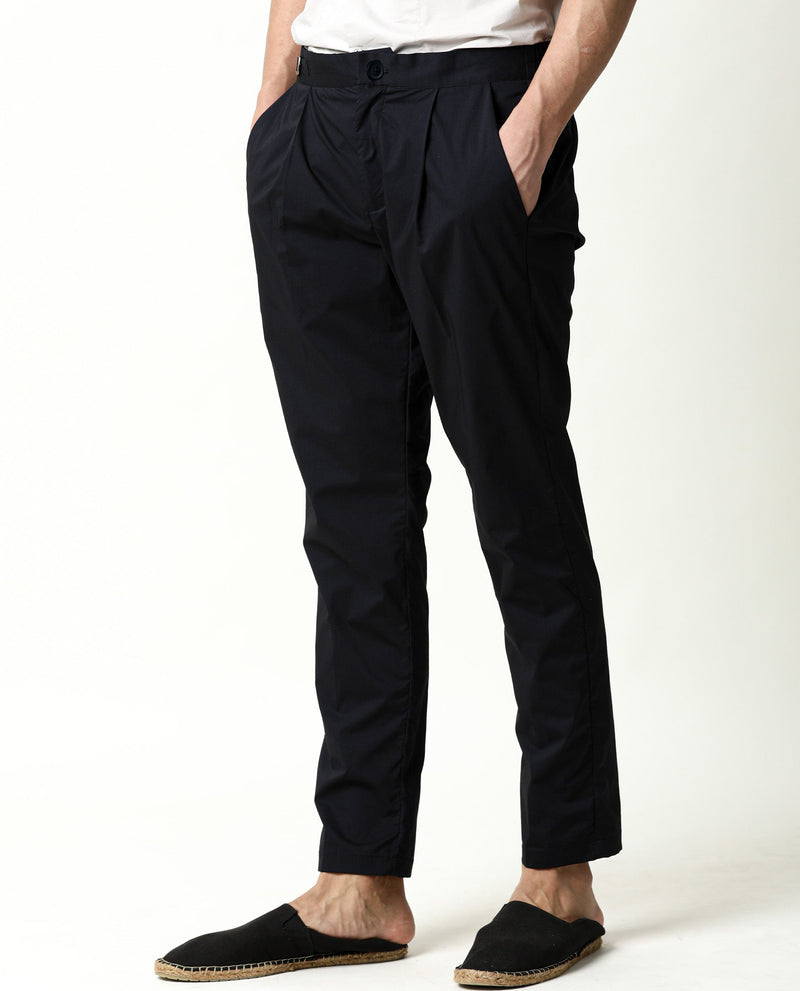 SAPPORO-MENS SOLID TROUSER-NAVY TROUSERS RARE RABBIT 