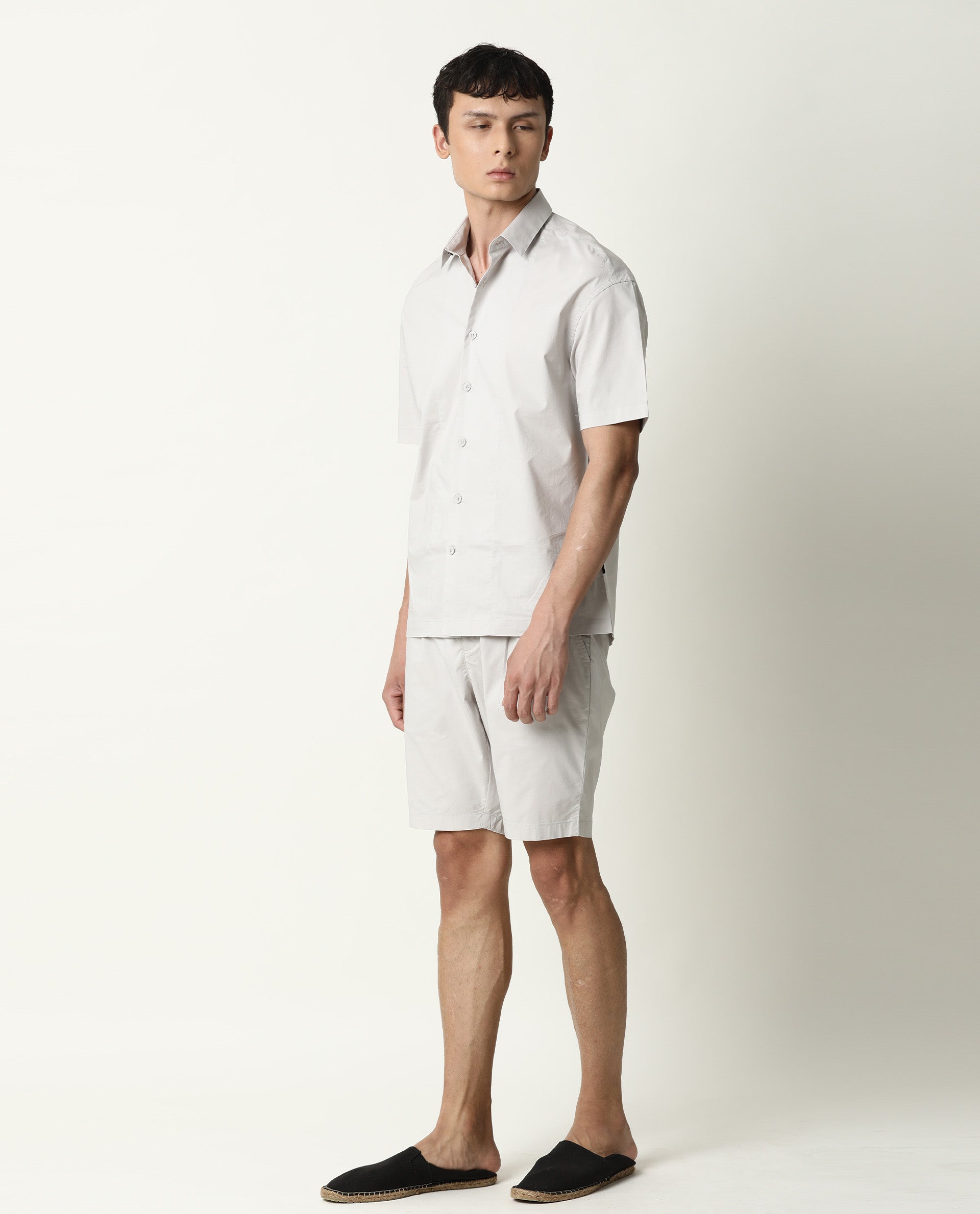 Rare Rabbit Men's Shibuya Beige Polycotton Fabric Half Sleeves Shirt