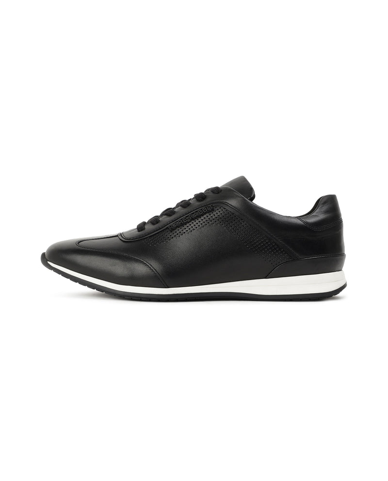 Rare Rabbit Men's Keith Black Classic Textured Lace-Up Sneakers Shoes