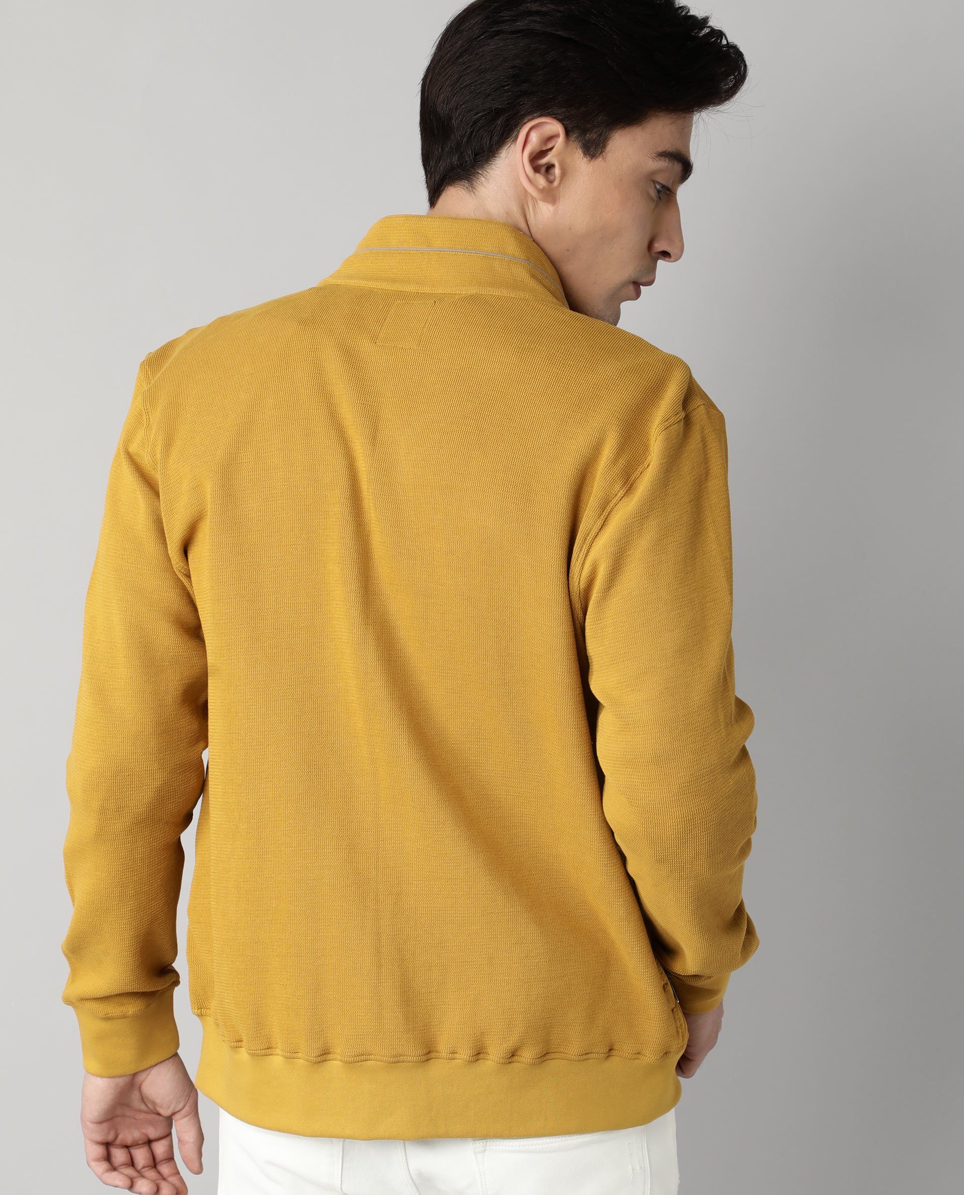 Sunburst Yellow Men's Real Leather Jacket - Stylish and Durable