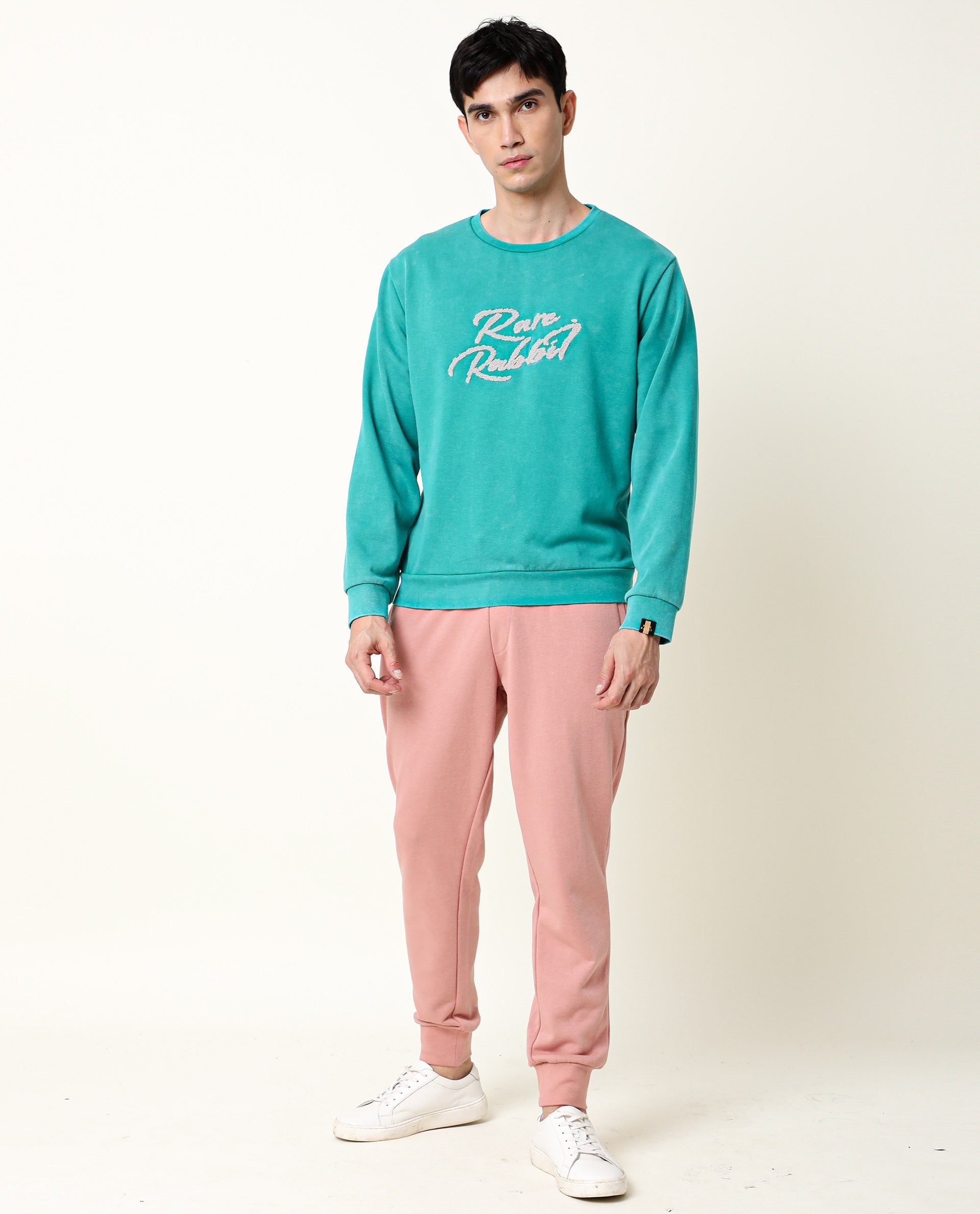 Rare Rabbit Men's Titan Pink Cotton Polyester Fabric Drawstring Relaxed Fit Knitted Track Pant