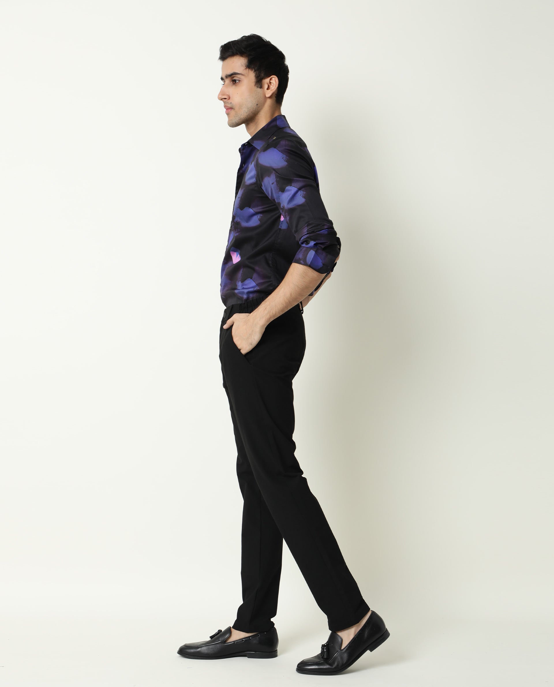 Rare Rabbit Men's Toforo Black Cotton Fabric Full Sleeves Abstract Print Shirt