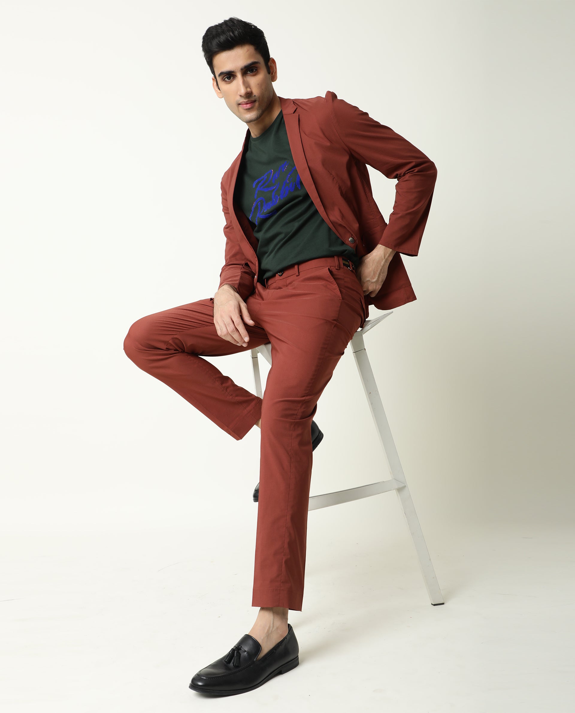 GLAKRUST Slim Fit solid Stretch Trousers Online in India