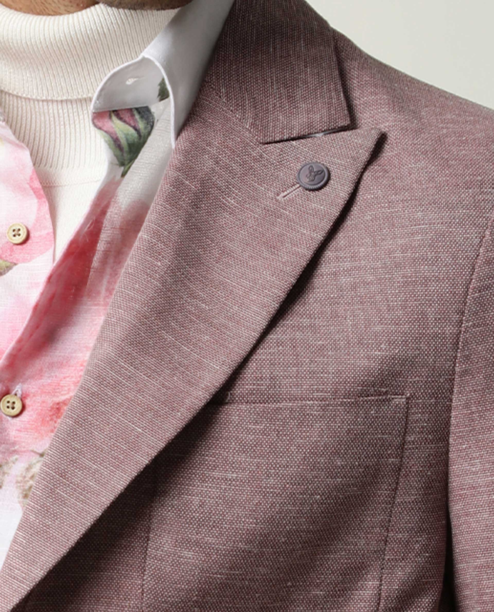 Rare Rabbit Men's Dexit Primary Maroon Polyester Viscose Fabric Peak Lapel Single Breasted Tailored Fit Textured Blazer