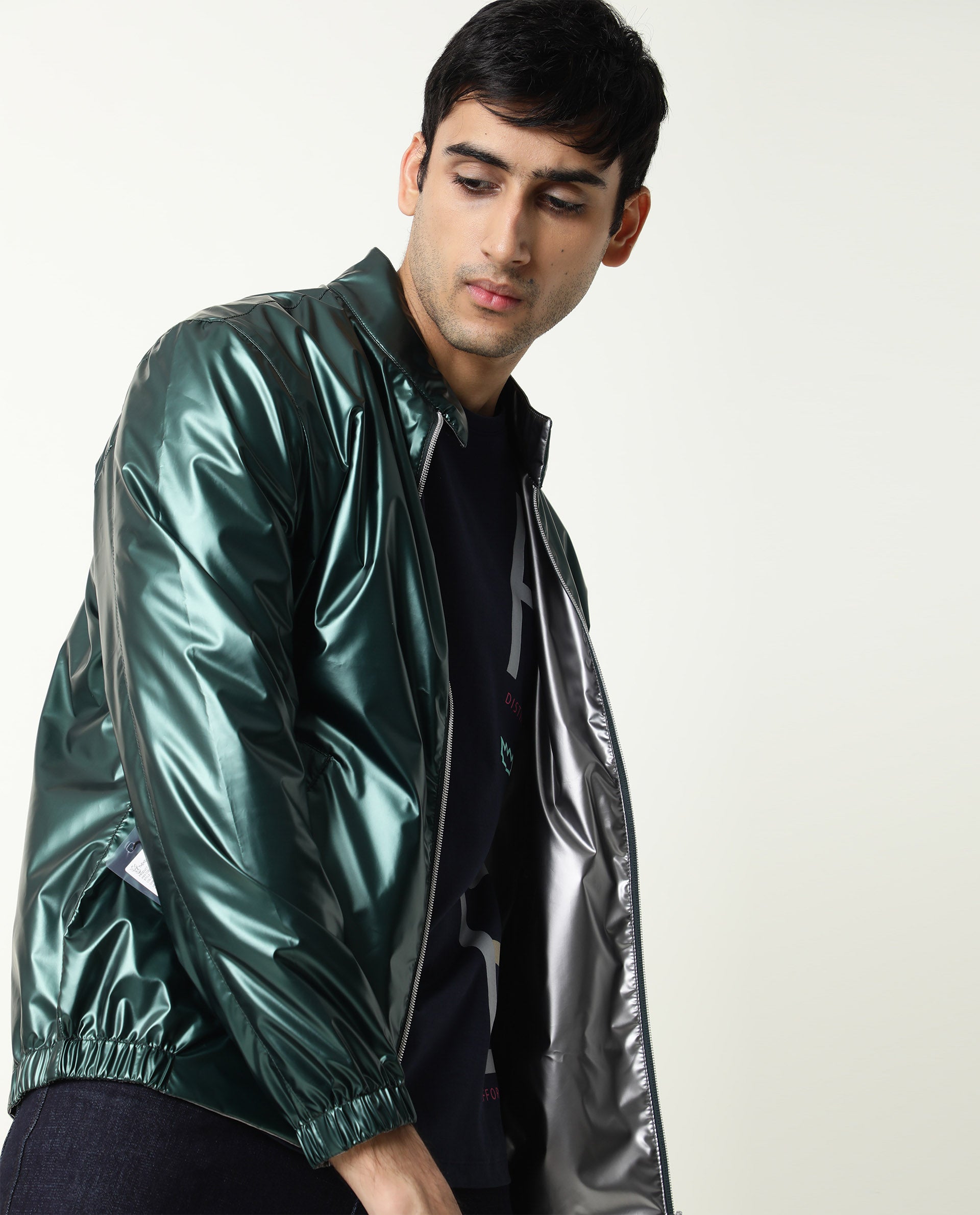 Rare Rabbit Men's Adam Green Polyester Plain Regular Fit Full Sleeve M