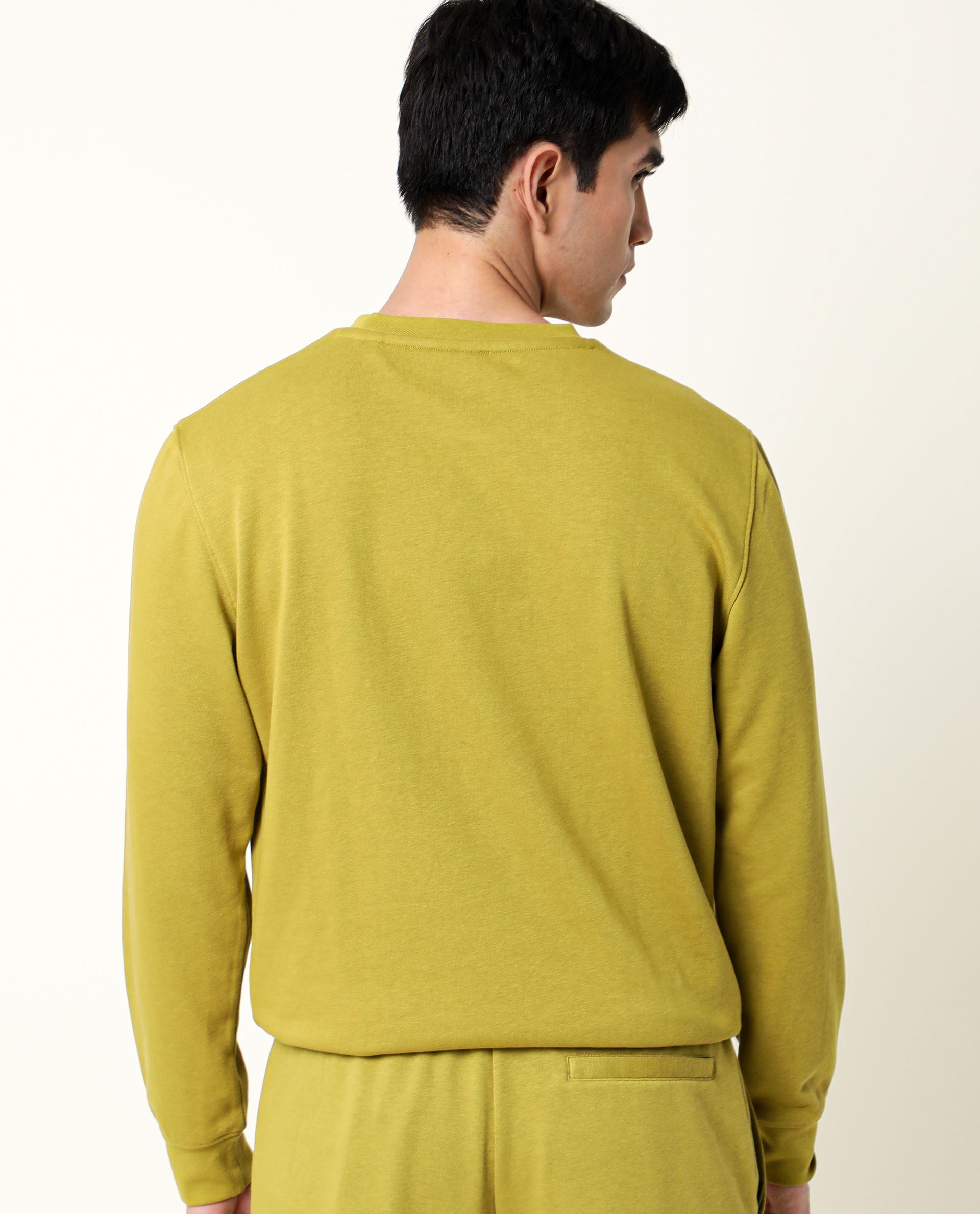 Rare Rabbit Men's Martis Olive Cotton Polyester Fabric Full Sleeves Graphic Embroidery Print Sweatshirt