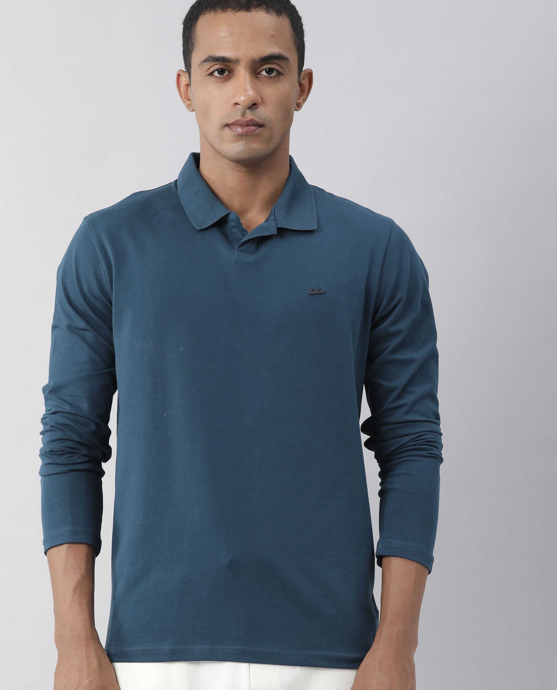 RARE RABBIT REBORN PRIMARY PETROL POLO COTTON FABRIC SHORT SLEEVE POLO COLLAR SLIM FIT