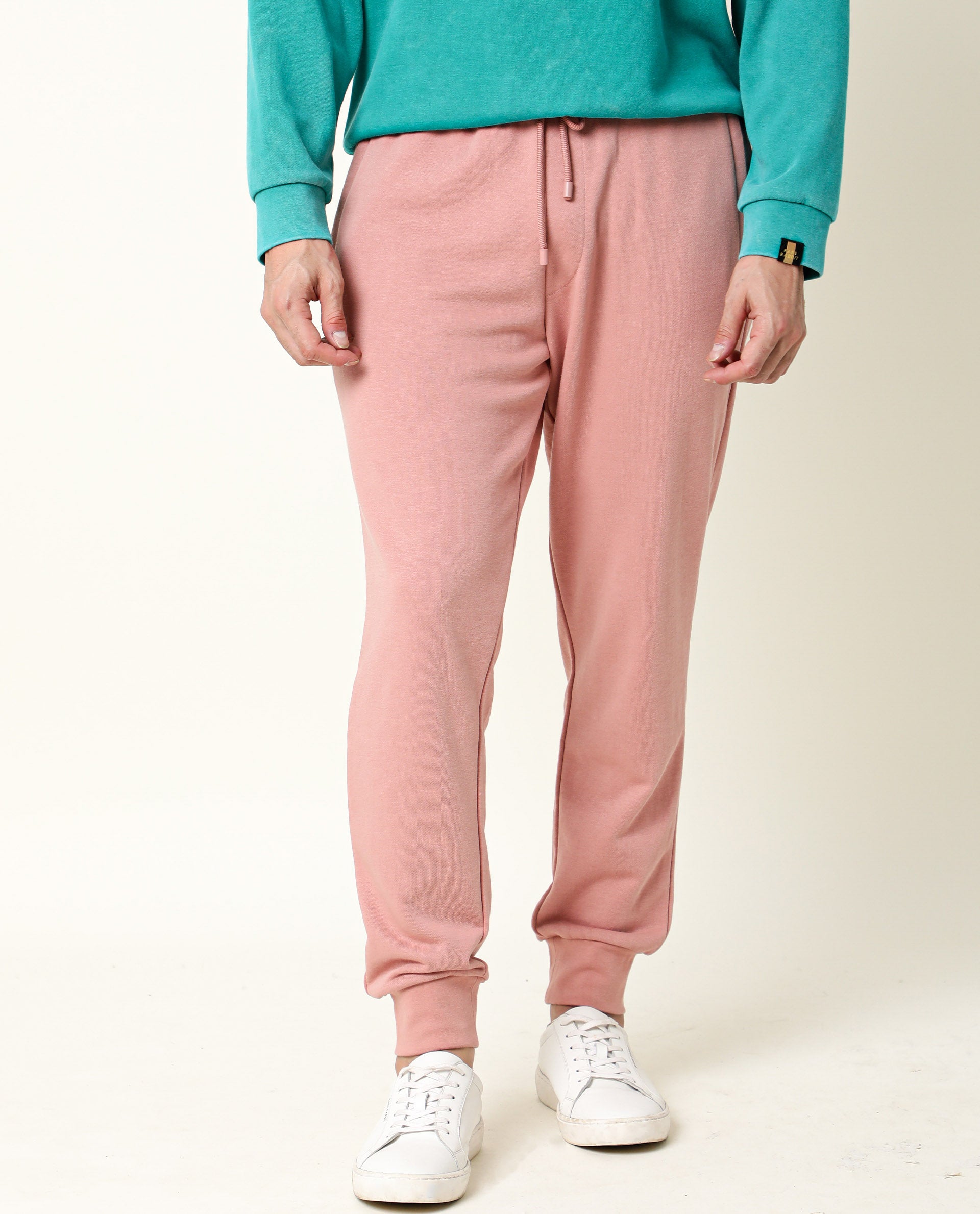 Rare Rabbit Men's Titan Pink Cotton Polyester Fabric Drawstring Relaxed Fit Knitted Track Pant