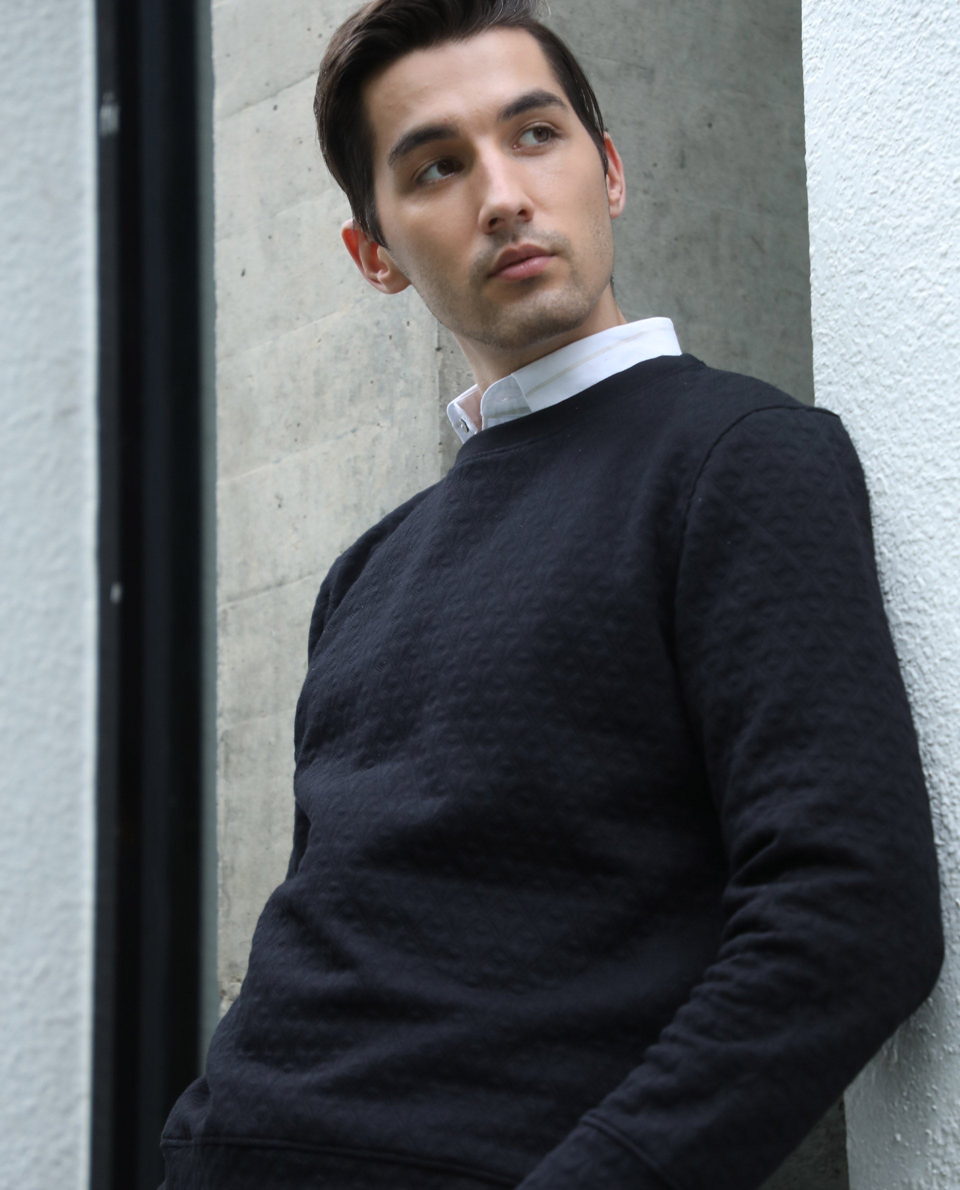 Rare Rabbit Men's Tony Black Cotton Plain Slim Fit Full Sleeve Crew Ne