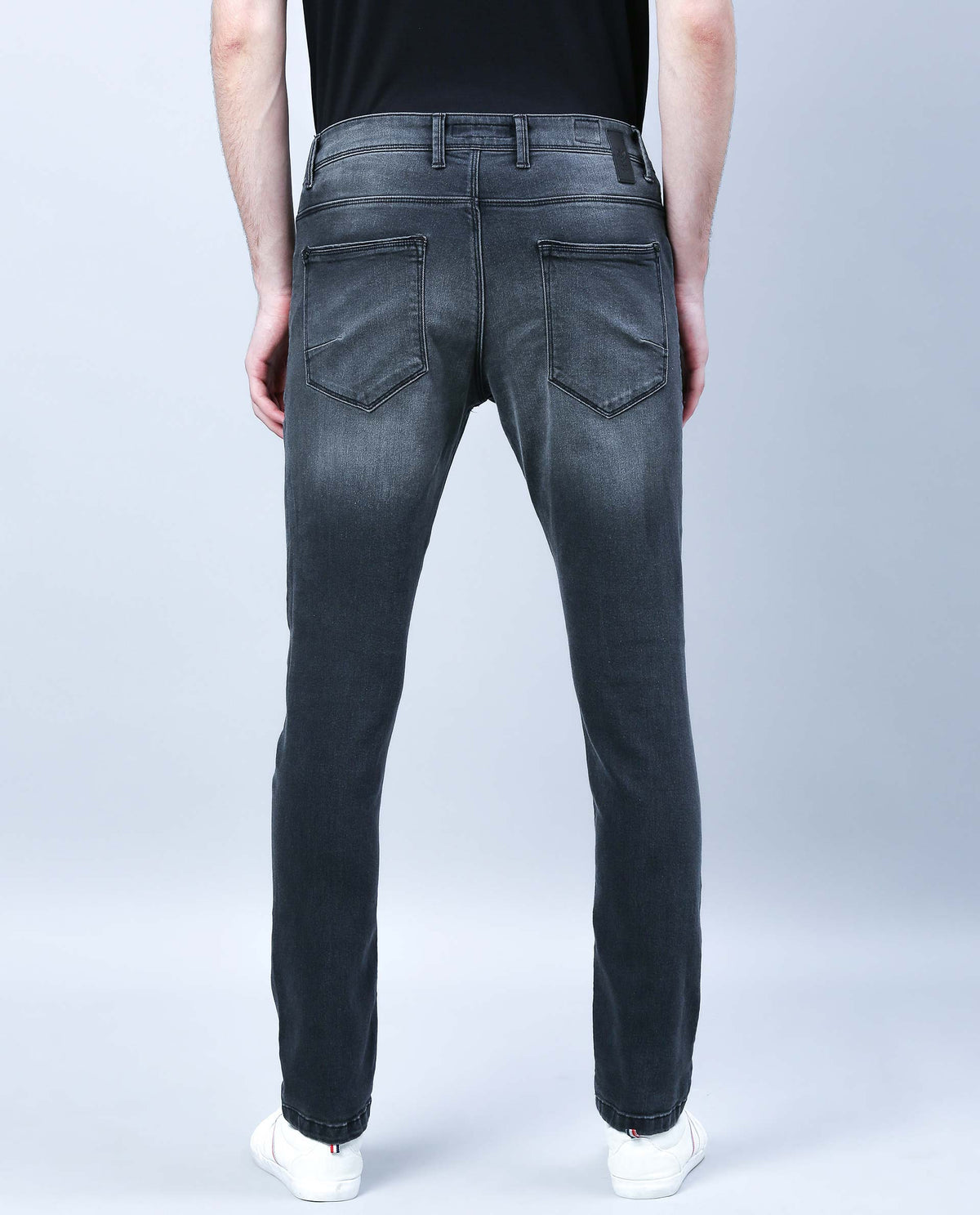 RARE RABBIT COBINO DARK GREY JEANS PANT COTTON FABRIC SLIM FIT BUTTON & ZIP CLOSURE